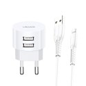 USAMS Ład. siec. 2xUSB T20 2,1A lightnin g biały/white round Fast Charging XTXLOGT1804