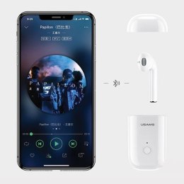 USAMS Słuchawka Bluetooth 5.0 LB Series + stacja dokująca biały/white BHULB01 (US-LB001)