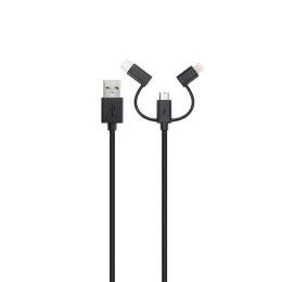 Xqisit kabel Combo USB A -microUSB/USB-C /lightning czarny/black 29979