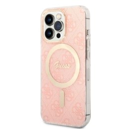 Zestaw Guess GUBPP13XH4EACSP Case+ Charger iPhone 13 Pro Max różowy/pink hard case 4G Print MagSafe