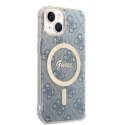 Zestaw Guess GUBPP14MH4EACSB Case+ Charger iPhone 14 Plus / 15 Plus 6.7" niebieski/blue hard case 4G Print MagSafe