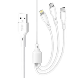 XO kabel NB230 3w1 USB + USB-C + microUSB + Lightning 1,0m 2,4A biały