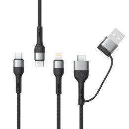 XO kabel NB254 6w1 USB - USB-C + USB-C + microUSB + Lightning 1,2m czarny