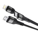XO kabel NB254 6w1 USB - USB-C + USB-C + microUSB + Lightning 1,2m czarny