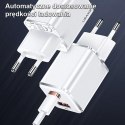 USAMS Ład. siec. 1xUSB-C+1xUSB T43 33W PD3.0 +QC3.0 + kabel U63 USB-C na lightning biały/white USKTZ02