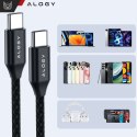 Kabel USB-C typ C mocny szybki 60W PD 2M do iPhone 15 Alogy nylonowy przewód Czarny