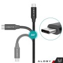 Kabel USB-C typ C mocny szybki 60W PD 2M do iPhone 15 Alogy nylonowy przewód Czarny