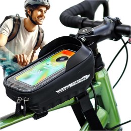 Etui sakwa rowerowa torba wodoodporna na rower z okienkiem na telefon 7cali uchwyt na kierownicę 2L czarna