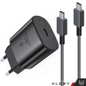 Ładowarka sieciowa USB-C typ C PD Premium szybka 25W 3A + Kabel Type-C 1M Alogy czarna