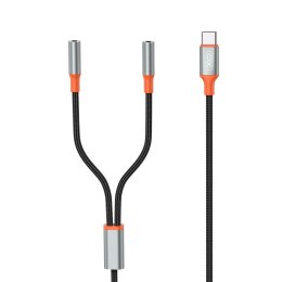 XO kabel audio 2w1 NB-R269B USB-C - 2x złącze jack 3,5mm 1,2m czarny