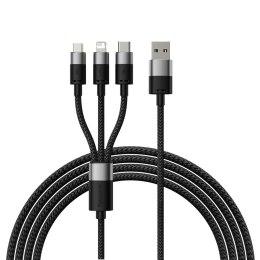 Baseus kabel 3w1 StarSpeed USB - micro USB + Lightning + USB-C 1,2m 3,5A czarny