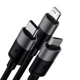 Baseus kabel 3w1 StarSpeed USB - micro USB + Lightning + USB-C 1,2m 3,5A czarny