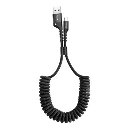 Baseus kabel Fish Eye USB - USB-C 1,0m 2A czarny sprężynowy