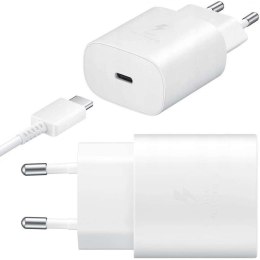 Oryginalna Ładowarka sieciowa USB-C Samsung 25W + Kabel Type C 180cm Premium Super Fast Charge Zestaw Biała