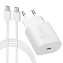 Oryginalna Ładowarka sieciowa USB-C Samsung 25W + Kabel Type C 180cm Premium Super Fast Charge Zestaw Biała