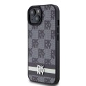 DKNY DKHCP14SPCPTSSK iPhone 14 / 15 / 13 6.1" czarny/black hardcase Leather Checkered Mono Pattern & Printed Stripes