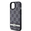 DKNY DKHCP14SPCPTSSK iPhone 14 / 15 / 13 6.1" czarny/black hardcase Leather Checkered Mono Pattern & Printed Stripes