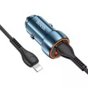 HOCO ładowarka samochodowa USB A + Typ C + kabel Typ C do Lightning PD QC3.0 3A 20W Z46A niebieska