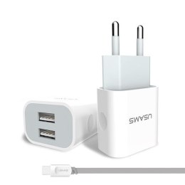 USAMS Ład. siec. 2xUSB 2,4A USB-C biały/white TCCUJT01 J-TU Series