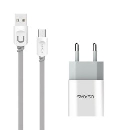 USAMS Ład. siec. 2xUSB 2,4A micro USB biały/white MICCUJT01 J-TU Series