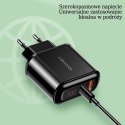 USAMS Ład. siec. USB+USB-C T23 18W 3,2A (only head) QC3.0+PD3.0 Fast Charging czarny/black CC85TC01 (US-CC085)