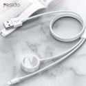 Kabel USB do ładowania 2w1 ładowarka indukcyjna magnetyczna do Apple Watch Przewód do iPhone Lightning Yesido CA70 2.4A 1.2m Bia