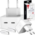 Ładowarka sieciowa szybka 35W 2x USB-C USB typ C PD do iPhone + Kabel type-C 1m Alogy Biała