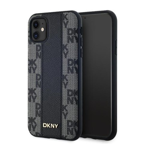 DKNY DKHMN61PCPVSLK iPhone 11 / Xr 6.1" czarny/black hardcase Leather Checkered Mono Pattern MagSafe