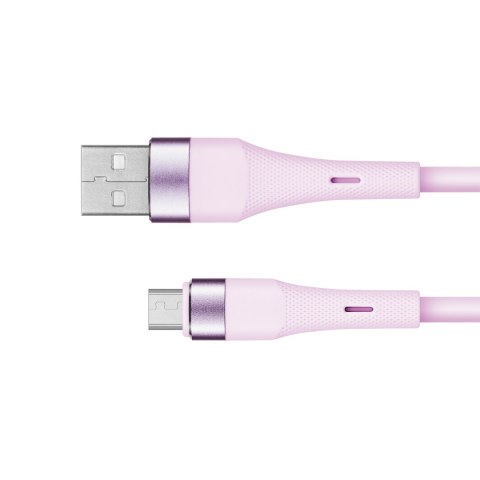 Kabel USB - microUSB 1 m silikonowy różowy Kruger&Matz Basic