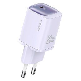 USAMS Ład. siec. CC248 20W GaN USB-C Fast Charging HC Series fioletowy/purple CC248TC03