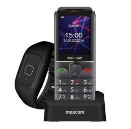 Maxcom Comfort MM735 ze stacją ładującą + opaska SOS czarny/black