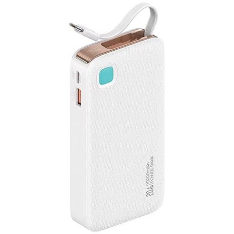 USAMS Powerbank ze zwijanym kablem USB-C Retractable 10000 mAh PD 20W Fast Charge XY Series biały/white 10KCD22402 (US-CD224)