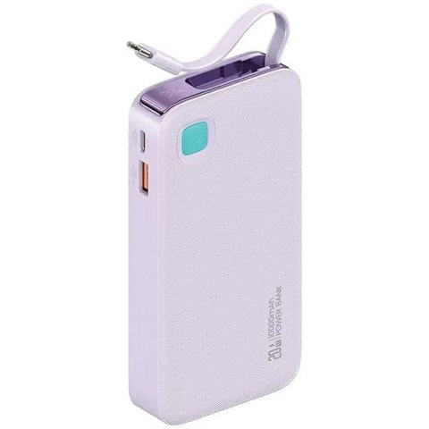 USAMS Powerbank ze zwijanym kablem USB-C Retractable 10000 mAh PD 20W Fast Charge XY Series fioletowy/purple 10KCD22403 (US-CD22