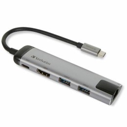 Verbatim Adapter Hub USB-C - USB-C/ 2xUSB-A 3.0/HDMI/Eternet aluminium/aluminum 49141