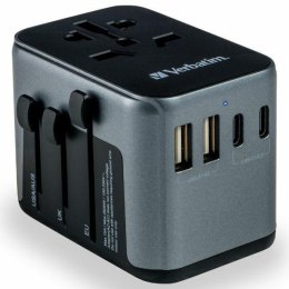 Verbatim Adapter podróżny EU/UK/US 2xUSB-A/2xUSB-C PD 30W UTA-03 czarny/black 49545