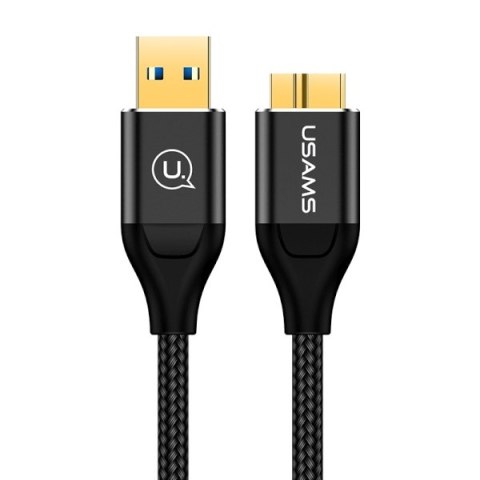 USAMS Kabel pleciony U19 USB 3.0 micro USB B do dysku zewnętrznego 2m czarny/black SJ273USB01 (US-SJ273)