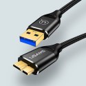 USAMS Kabel pleciony U19 USB 3.0 micro USB B do dysku zewnętrznego 2m czarny/black SJ273USB01 (US-SJ273)