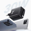 USAMS Ład. siec. 1xUSB-C ze zwijanym kablem USB-C Retractable PD+QC 30W Gan Fast Charging czarny/black YC Series CC241TC01 (US-C