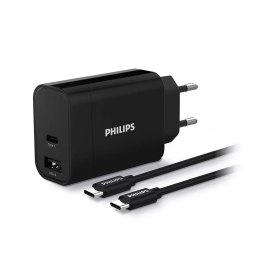 Ładowarka Philips 30W USB-A + USB-C PD QC + Kabel 1M Ttyp- C NA Typ C PD Phil-DLP2621C/12