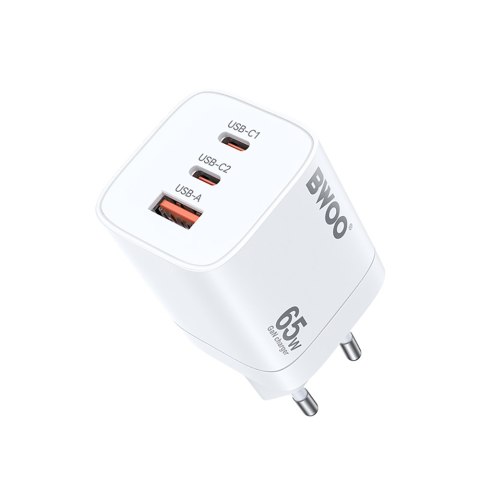 BWOO ładowarka CDA147 65W GaN TRAVEL CHARGER 2 x USB-C, 1 x USB- A