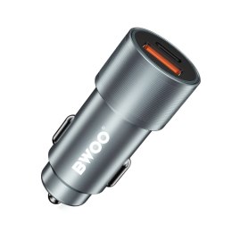 BWOO ładowarka samochodowa BO-CC73 38W fast car charger QC 18W + PD 20W, srebrna