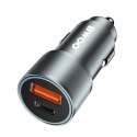 BWOO ładowarka samochodowa BO-CC73 38W fast car charger QC 18W + PD 20W, srebrna