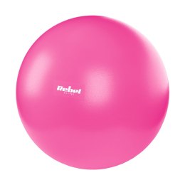 Mini piłka gimnastyczna do pilates rehabilitacyjna 25cm z pompką ręczną, kolor różowy, REBEL ACTIVE