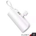 PowerBank 5000mAh Alogy bank energii kieszonkowy mały ładowarka zewnętrzna Power Bank USB-C i lightning Biały