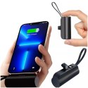 PowerBank 5000mAh Alogy bank energii kieszonkowy mały ładowarka zewnętrzna Power Bank USB-C i lightning Czarny