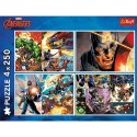 Puzzle 4x250 elementów Bohaterskie dni Avengers