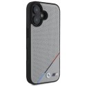 BMW BMHMP16S23PUPDG iPhone 16 6.1" szary/grey hardcase M Perforated Tricolor Line MagSafe