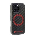 Audi Carbon Fiber Sport Red Circle MagSafe iPhone 16 Pro 6.3" czarny/black hardcase AUS-TPUPCMIP16P-RSQ/D5-BK