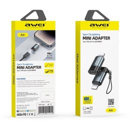 AWEI Adapter A11 USB-C/Lightning szary /grey