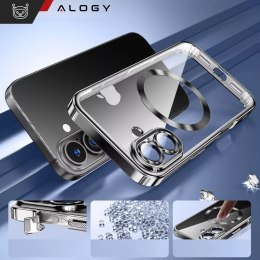 Etui MagSafe Case do Apple iPhone 16 Plus Alogy Glamour Luxury Ring obudowa czarno-przezroczyste